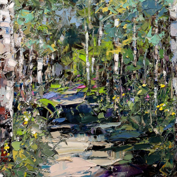 Woodland Radiance by Frank Getty, original painting, detail