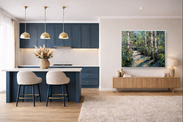 Woodland Radiance by Frank Getty, original painting, in room