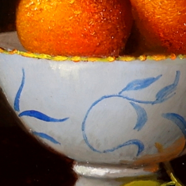 Clementines In Bowl by Ronald Berger, original painting, detail