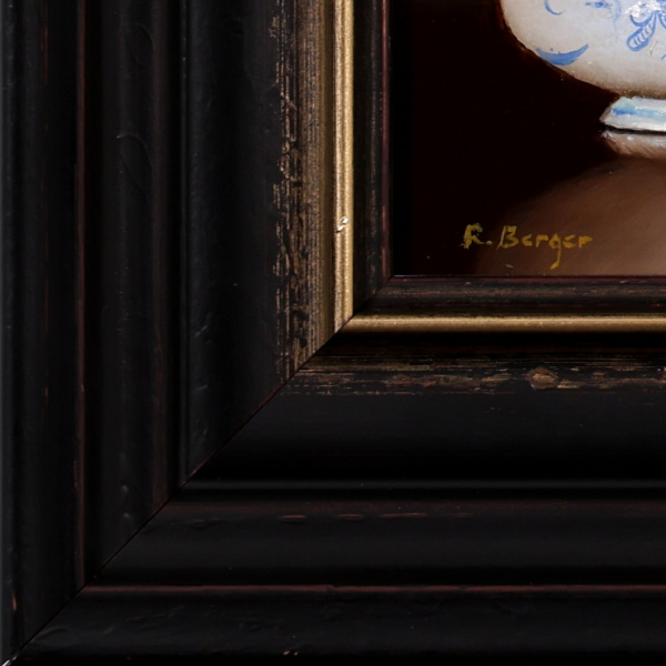 Apricots & Bowl by Ronald Berger, original painting, detail