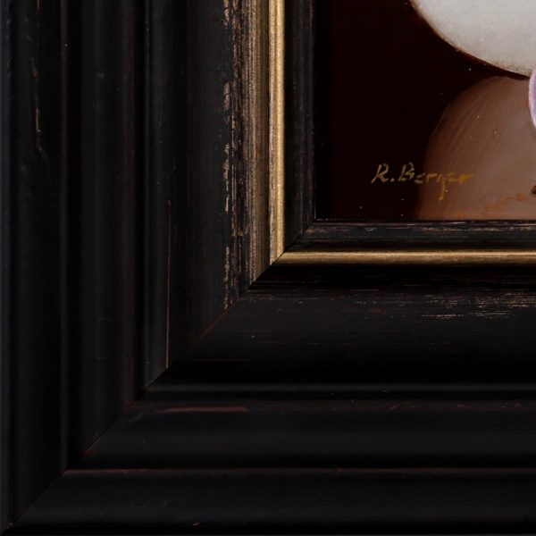 Peaches & Bowl by Ronald Berger, original painting, detail