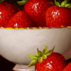 Strawberries & Bowl by Ronald Berger, original painting, detail