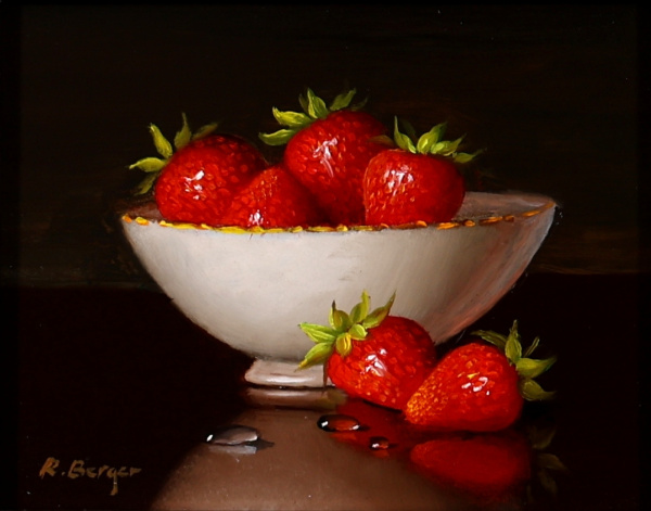 Strawberries & Bowl by Ronald Berger, original painting