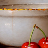 Cherries & Bowl by Ronald Berger, original painting, detail