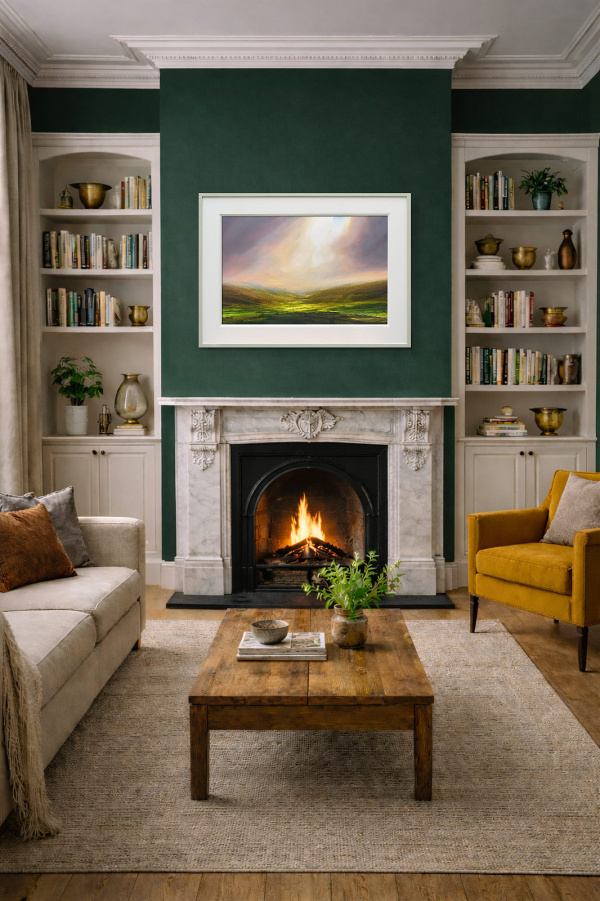 Silent Radiance by Harry Brioche, original painting, in room