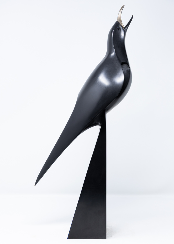Paul Harvey – Blackbird Singing (Black Metal Finish) – sculpture view