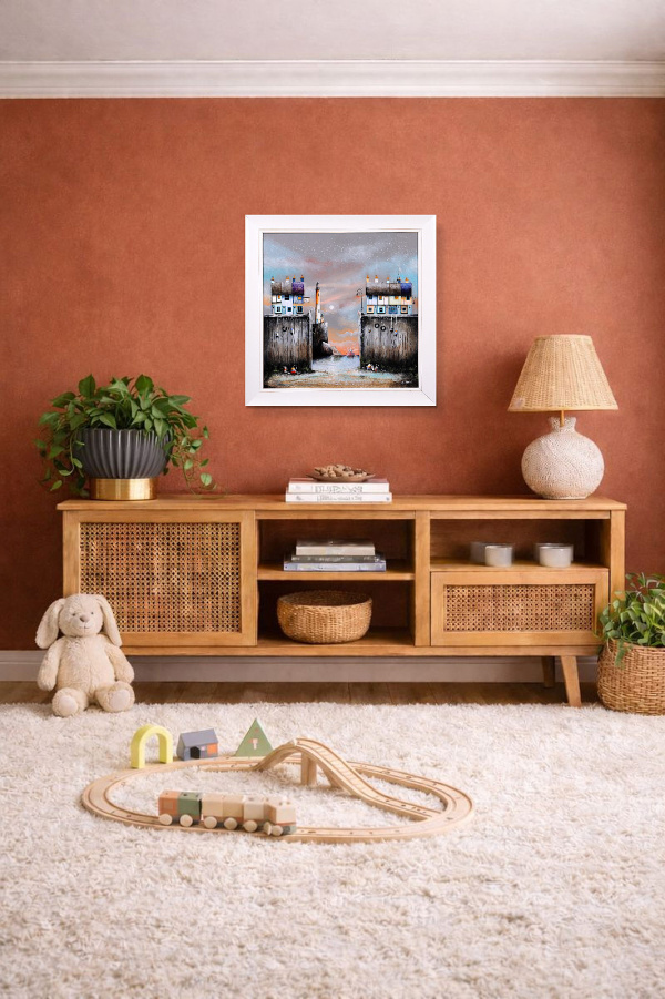 Red Sky At Night (Original) by Gary Walton, original painting, in room