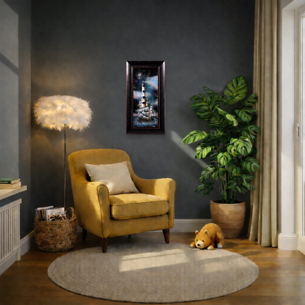 Lantern House (Original) by Gary Walton, original painting, in room