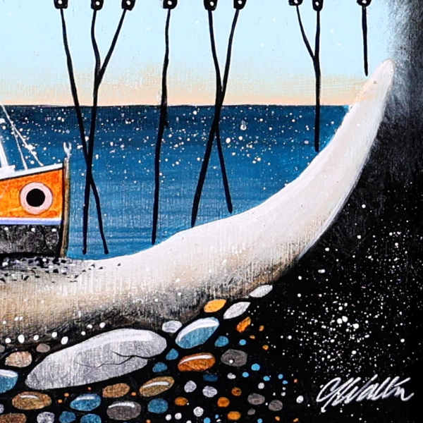 Pebble Pier (Original) by Gary Walton, original painting, detail