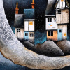 The Floating Hamlet (Original) by Gary Walton, original painting, detail