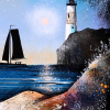 Anchored By The Lighthouse (Original) by Gary Walton, original painting, detail