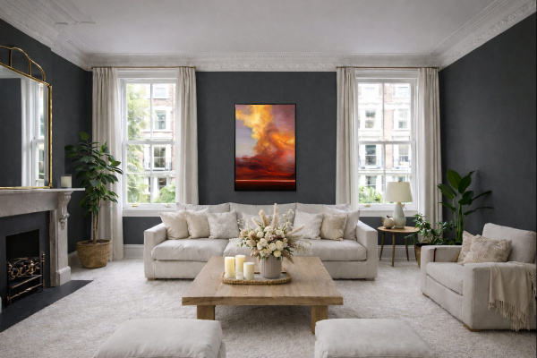 Rising Up by Rubén Calatayud (Arken), original painting, in room