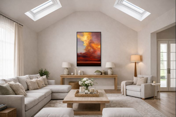 Rising Up by Rubén Calatayud (Arken), original painting, in room