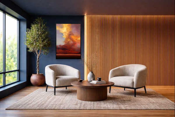 Rising Up by Rubén Calatayud (Arken), original painting, in room