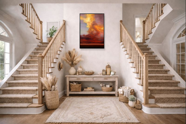 Rising Up by Rubén Calatayud (Arken), original painting, in room