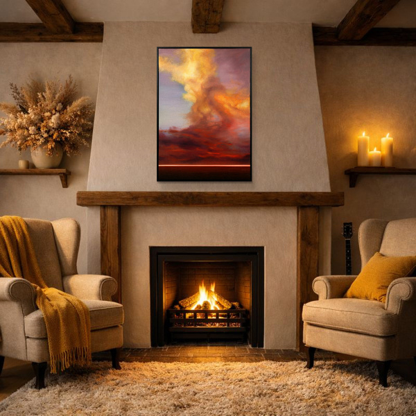 Rising Up by Rubén Calatayud (Arken), original painting, in room