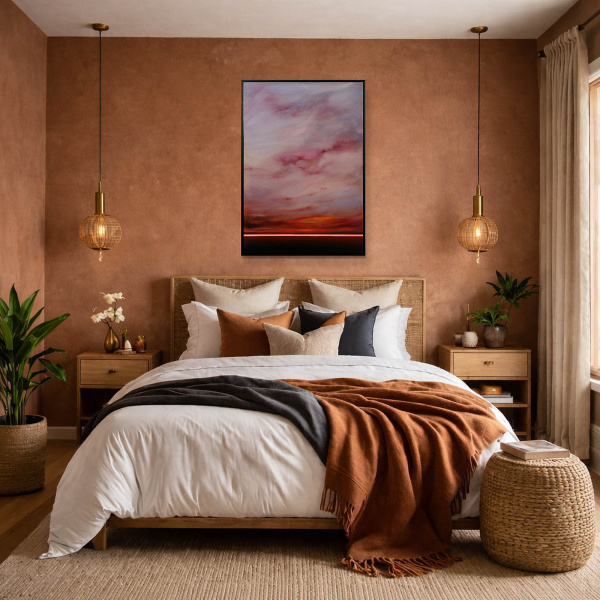 Peaceful Motion by Rubén Calatayud (Arken), original painting, in room
