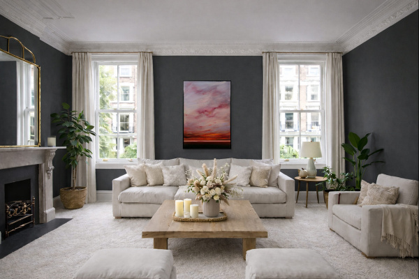 Peaceful Motion by Rubén Calatayud (Arken), original painting, in room