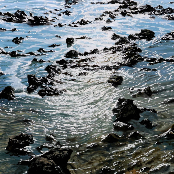 Ibiza Cala Comte by Juan Antonio Domínguez, original painting, detail