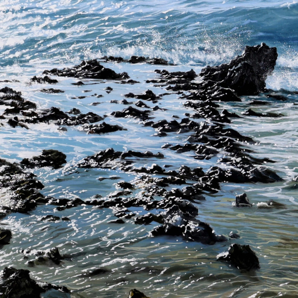 Ibiza Cala Comte by Juan Antonio Domínguez, original painting, detail