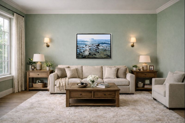 Ibiza Cala Comte by Juan Antonio Domínguez, original painting, in room