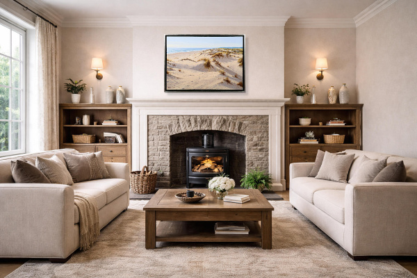 West Wittering by Juan Antonio Domínguez, original painting, in room