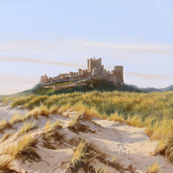 Castillo De Bamburgh, Northumberland by Juan Antonio Domínguez, original painting, detail