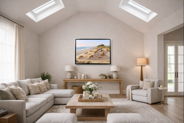 Castillo De Bamburgh, Northumberland by Juan Antonio Domínguez, original painting, in room