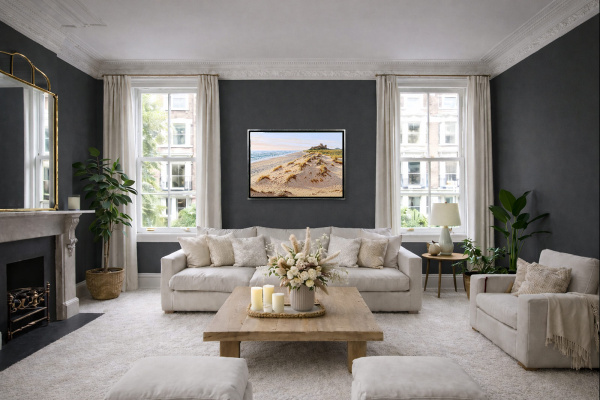 Castillo De Bamburgh, Northumberland by Juan Antonio Domínguez, original painting, in room