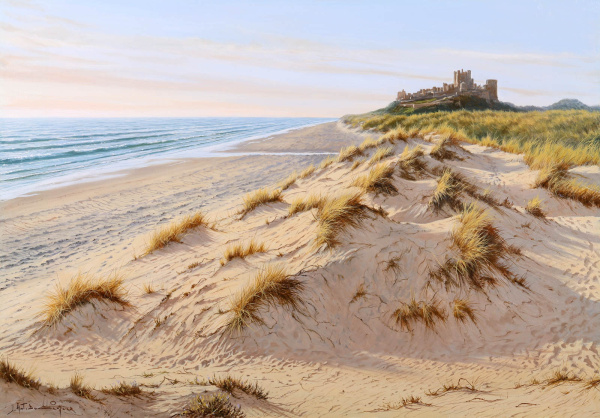 Castillo De Bamburgh, Northumberland by Juan Antonio Domínguez, original painting
