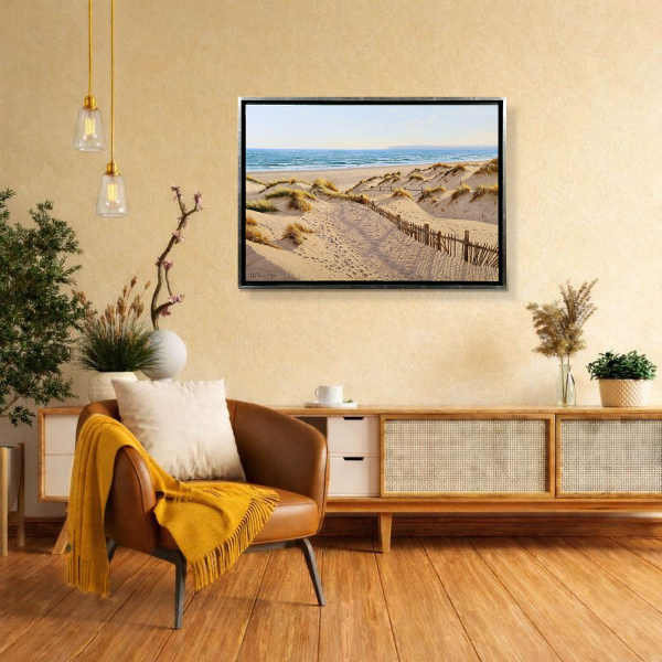 Sunset Over West Wittering by Juan Antonio Domínguez, original painting, in room
