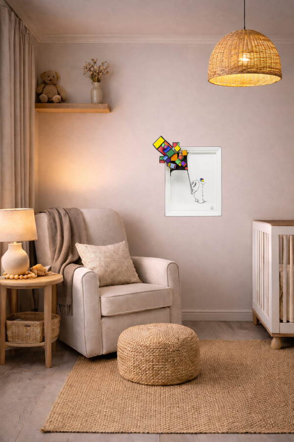Cube Reveal II by Damilola Odusote, original painting, in room