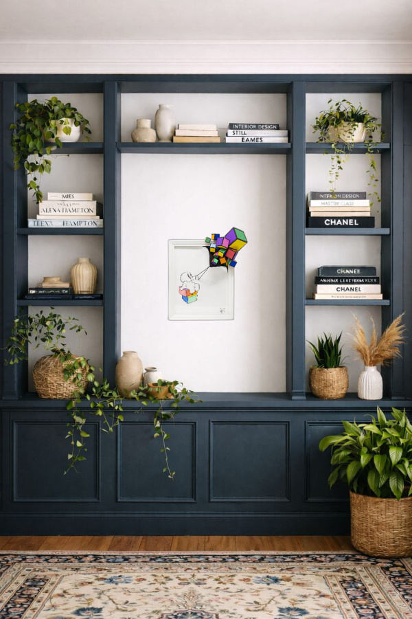 Cube Reveal III by Damilola Odusote, original painting, in room