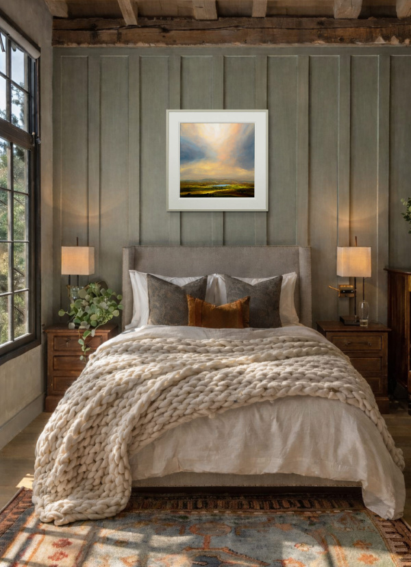 Shepperton Lakes Commission by Harry Brioche, original painting, in room
