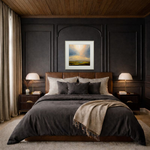 Shepperton Lakes Commission by Harry Brioche, original painting, in room