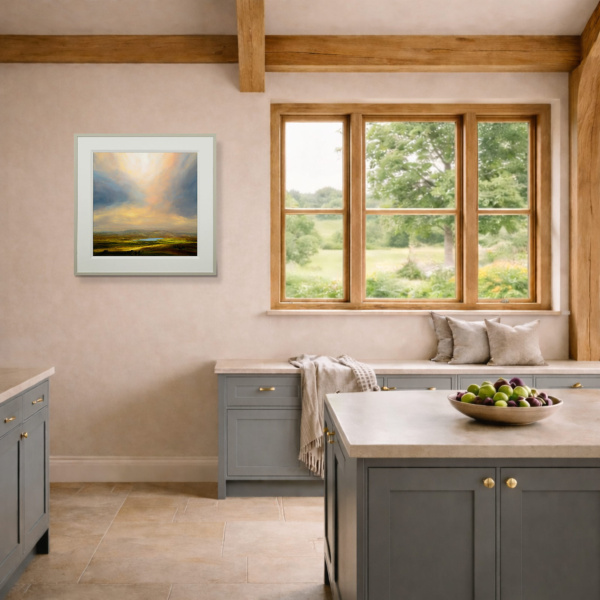 Shepperton Lakes Commission by Harry Brioche, original painting, in room