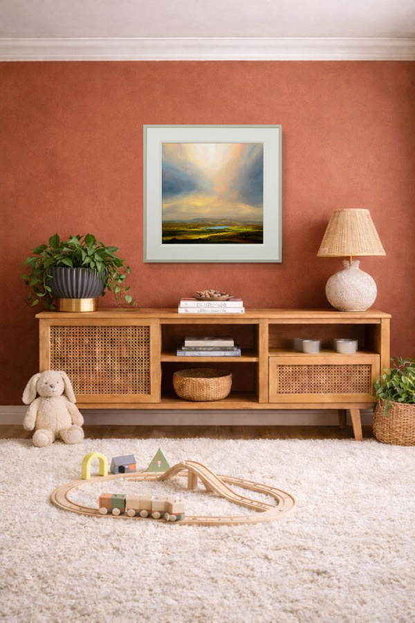 Shepperton Lakes Commission by Harry Brioche, original painting, in room