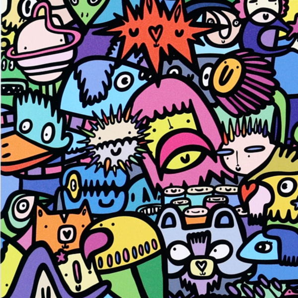Symbiotic Citizens by Kev Munday, limited edition print, detail