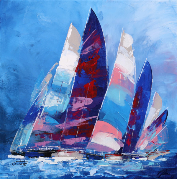 Regatta in Motion by Cortés, original painting