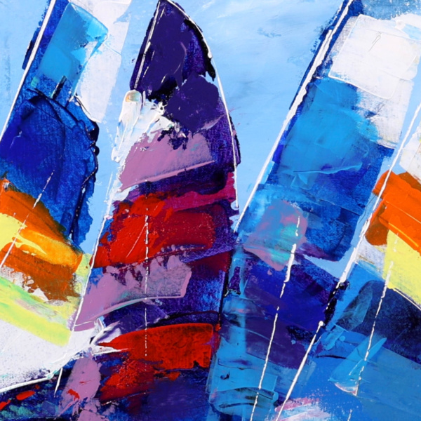 Racing The Wind by Cortés, original painting, detail