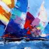 Racing The Wind by Cortés, original painting, detail