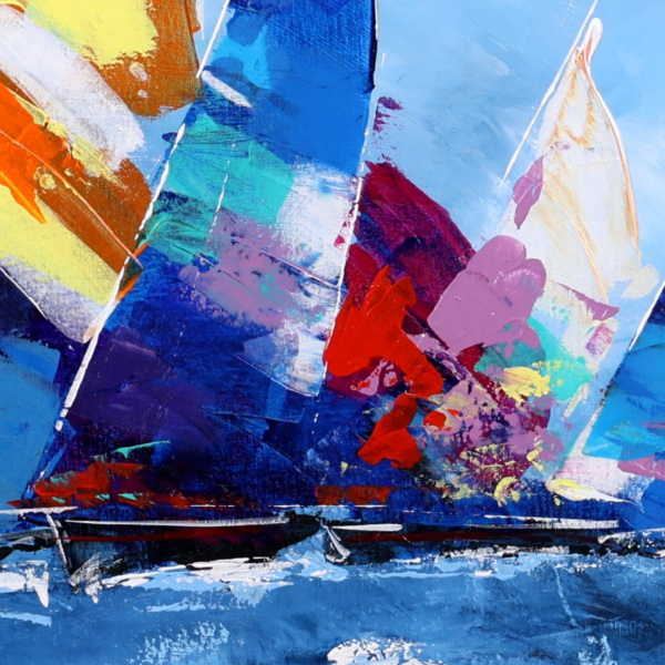 Racing The Wind by Cortés, original painting, detail