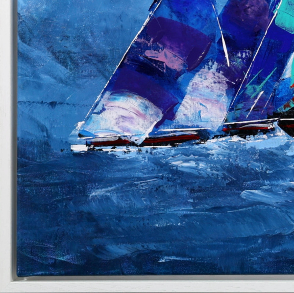 Racing The Wind by Cortés, original painting, detail