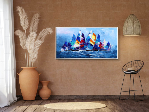 Racing The Wind by Cortés, original painting, in room