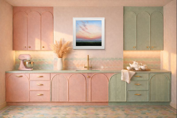 Up With The Lark by Ben Payne, original painting, in room