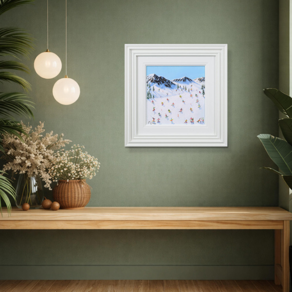 Between The Peaks by Paola Cassais, original painting, in room