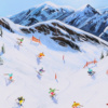 First Tracks Through The Valley by Paola Cassais, original painting, detail