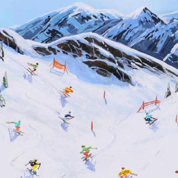 First Tracks Through The Valley by Paola Cassais, original painting, detail