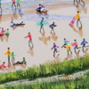 Golden Tides by Paola Cassais, original painting, detail