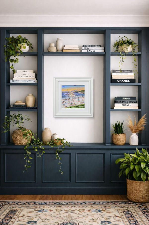 Golden Tides by Paola Cassais, original painting, in room